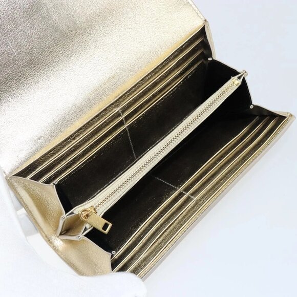 Authentic SAINT LAURENT Leather Gold Tone Wallet bst339-121825 - Picture 9 of 16